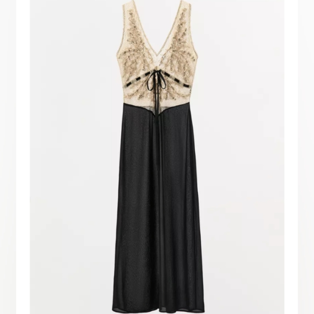 Zara Beaded Texture Combination Dress - Picture 7 of 11